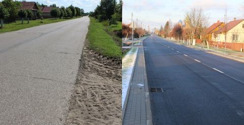 Droga przed i po przebudowie