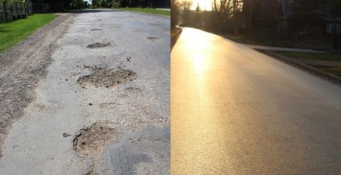 droga powiatowa 1628B Kutowa - przed i po remoncie